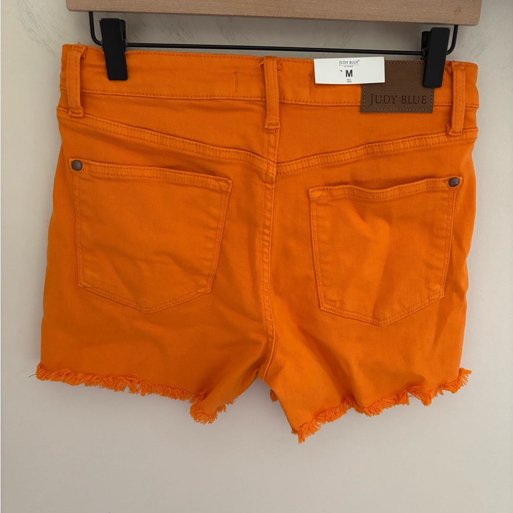 ✨NWT Orange Judy Blue Frayed Hem Ultimate Stretch Denim Shorts size M - Picture 4 of 7